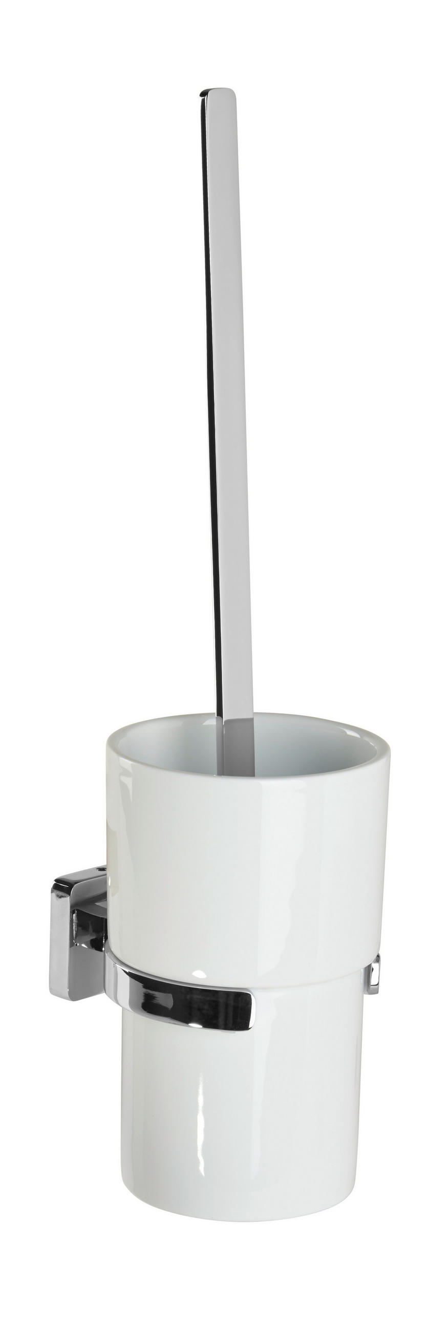 WC-BÜRSTENGARNITUR Metall  Kunststoff   - Chromfarben/Weiss, Basics, Keramik/Kunststoff (11/39,40cm)