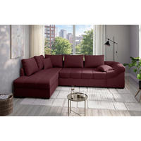 ECKSCHLAFSOFA Alvito in Mikrofaser Bordeaux  - Bordeaux/Schwarz, MODERN, Holz/Textil (202/298cm) - MID.YOU