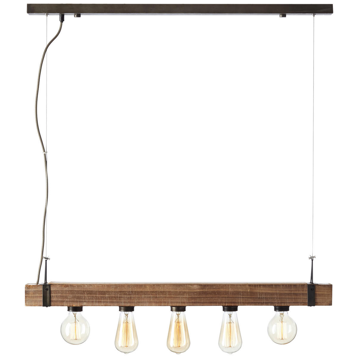 PENDELLEUCHTE 80/110/8 cm   - Dunkelbraun/Schwarz, Natur, Holz/Metall (80/110/8cm) - Brilliant
