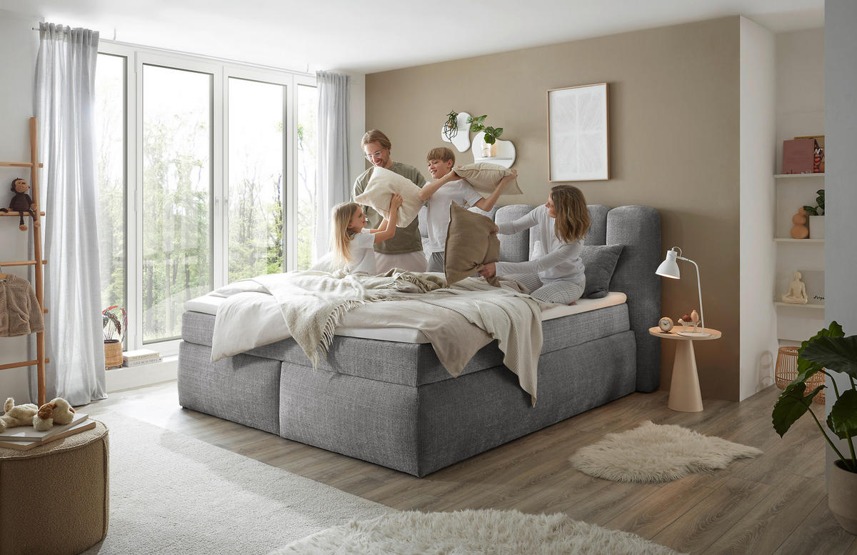 BOXSPRINGBETT 200/220 cm  in Grau  - Schwarz/Grau, LIFESTYLE, Holzwerkstoff/Kunststoff (200/220cm) - Boxxx