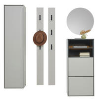 GARDEROBE 5-teilig  in 172/200/41 cm  - Kaschmir/Graphitfarben, Design, Glas/Holzwerkstoff (172/200/41cm) - Voleo