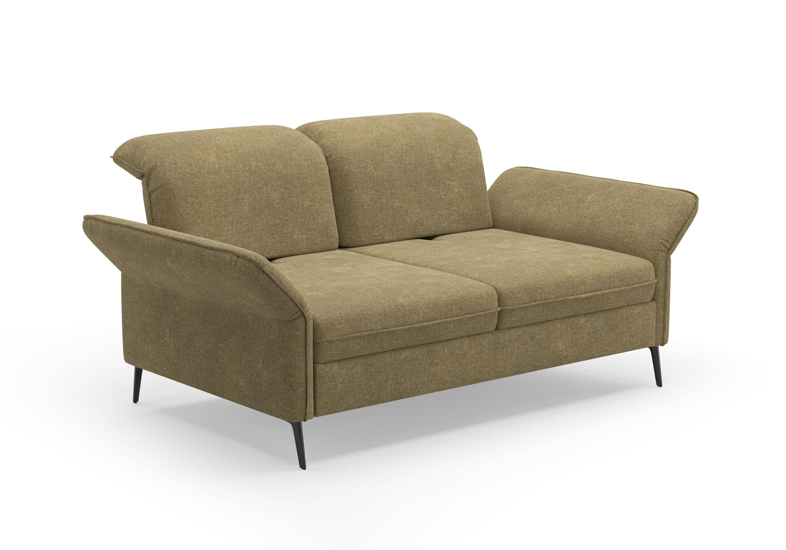 3-SITZER-SOFA Flachgewebe Olivgrün  - Schwarz/Olivgrün, KONVENTIONELL, Textil/Metall (199/92/123cm) - Sit & More