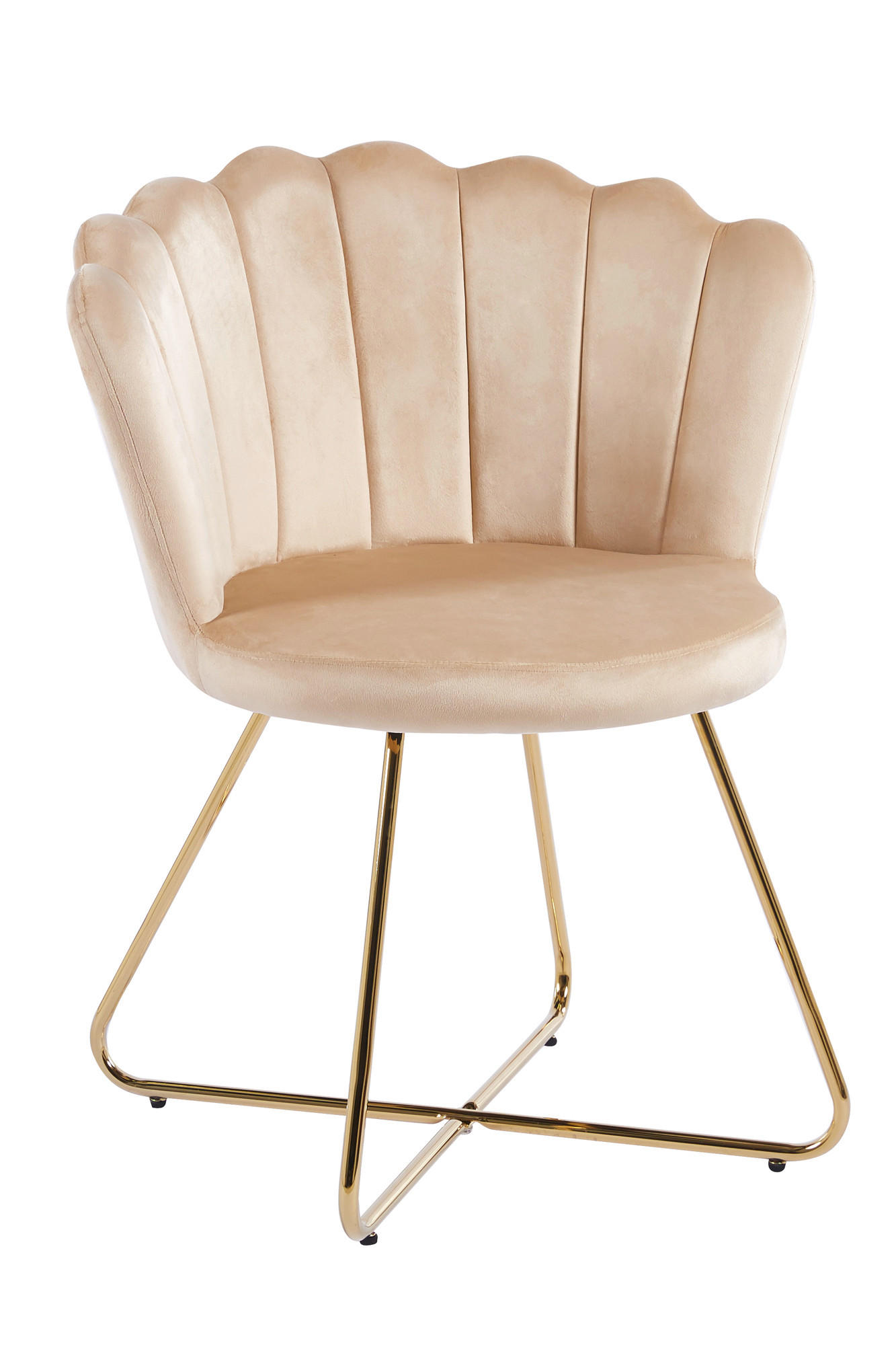 STUHL-SET 2 Stück  in Samt  - Beige/Goldfarben, MODERN, Textil/Metall (69,5/85/66cm) - Livetastic