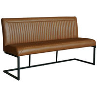 SITZBANK in Metall, Leder Schwarz, Cognac  - Cognac/Schwarz, Design, Leder/Metall (170/92/63cm) - Ambia Home