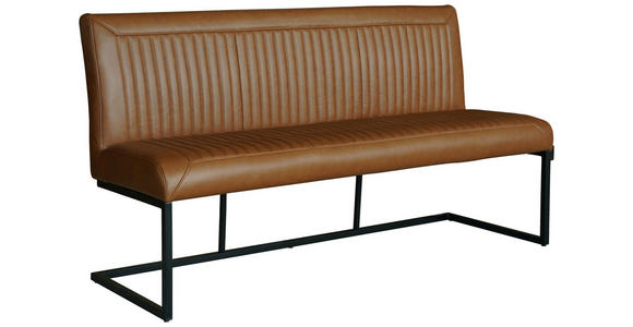 SITZBANK 170/92/63 cm  in Cognac  - Cognac/Schwarz, Design, Leder/Metall (170/92/63cm) - Ambia Home