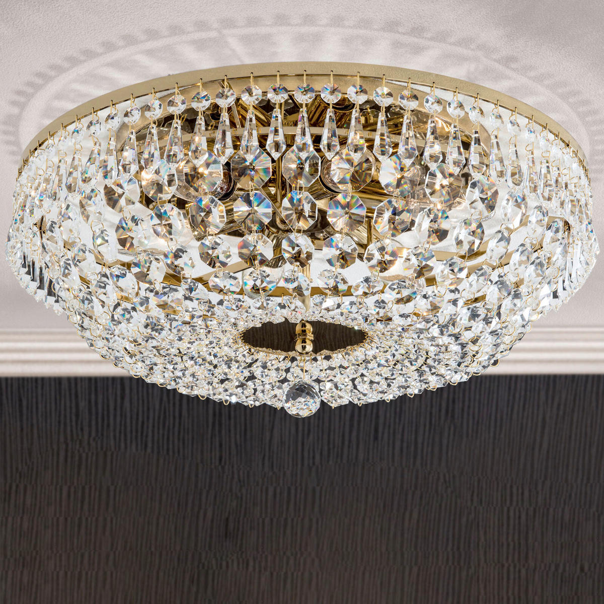 KRISTALL-DECKENLEUCHTE Sheraton  45 cm  - Goldfarben, LIFESTYLE, Metall (45cm)