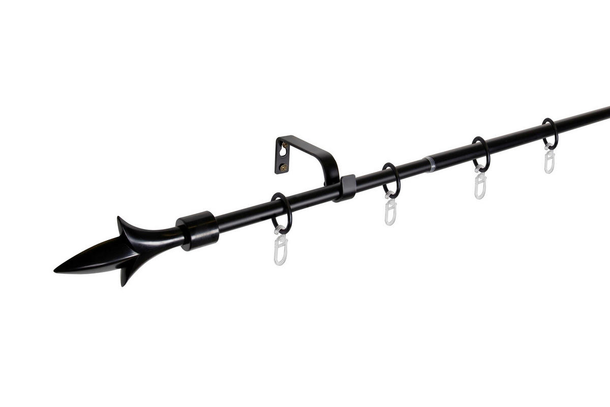 VORHANGSTANGENSET  130 cm  - Schwarz, Basics, Metall (130cm)
