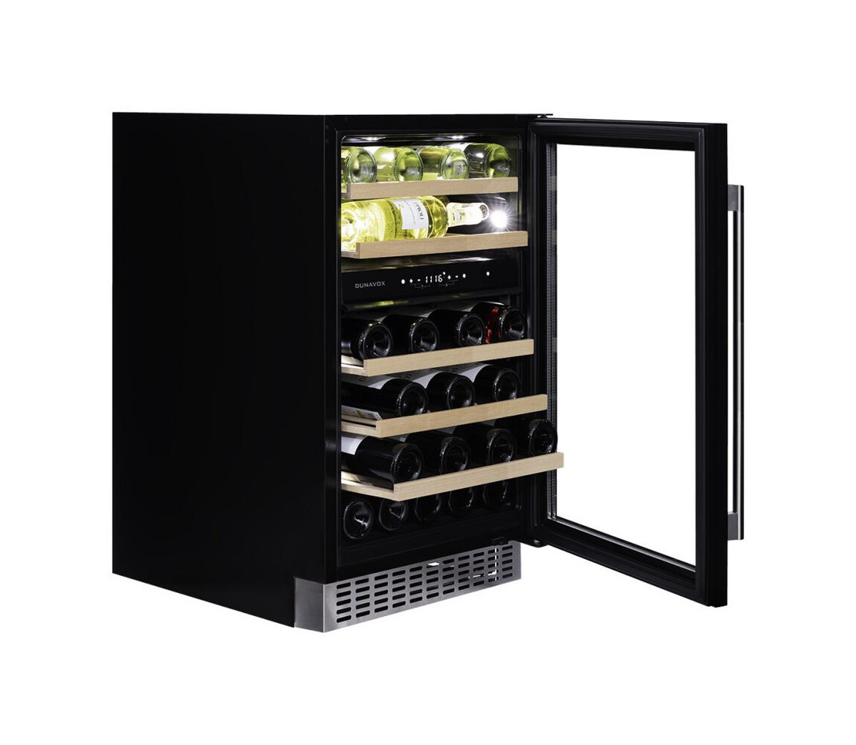 WEINKÜHLSCHRANK DAUF-38.100DSS  - Edelstahlfarben, Basics, Glas/Holz (49,5/82/57,5cm)