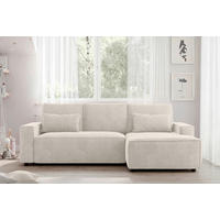 ECKSCHLAFSOFA in Chenille Beige  - Beige/Schwarz, Modern, Kunststoff/Textil (247/154cm) - Livetastic