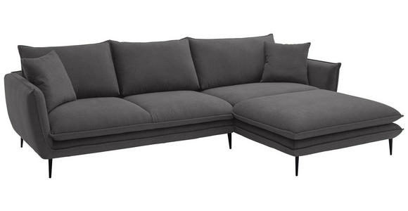 ECKSOFA  in Webstoff Taupe  304/196 cm  - Taupe/Schwarz, KONVENTIONELL, Textil/Metall (304/196cm) - Hom`in
