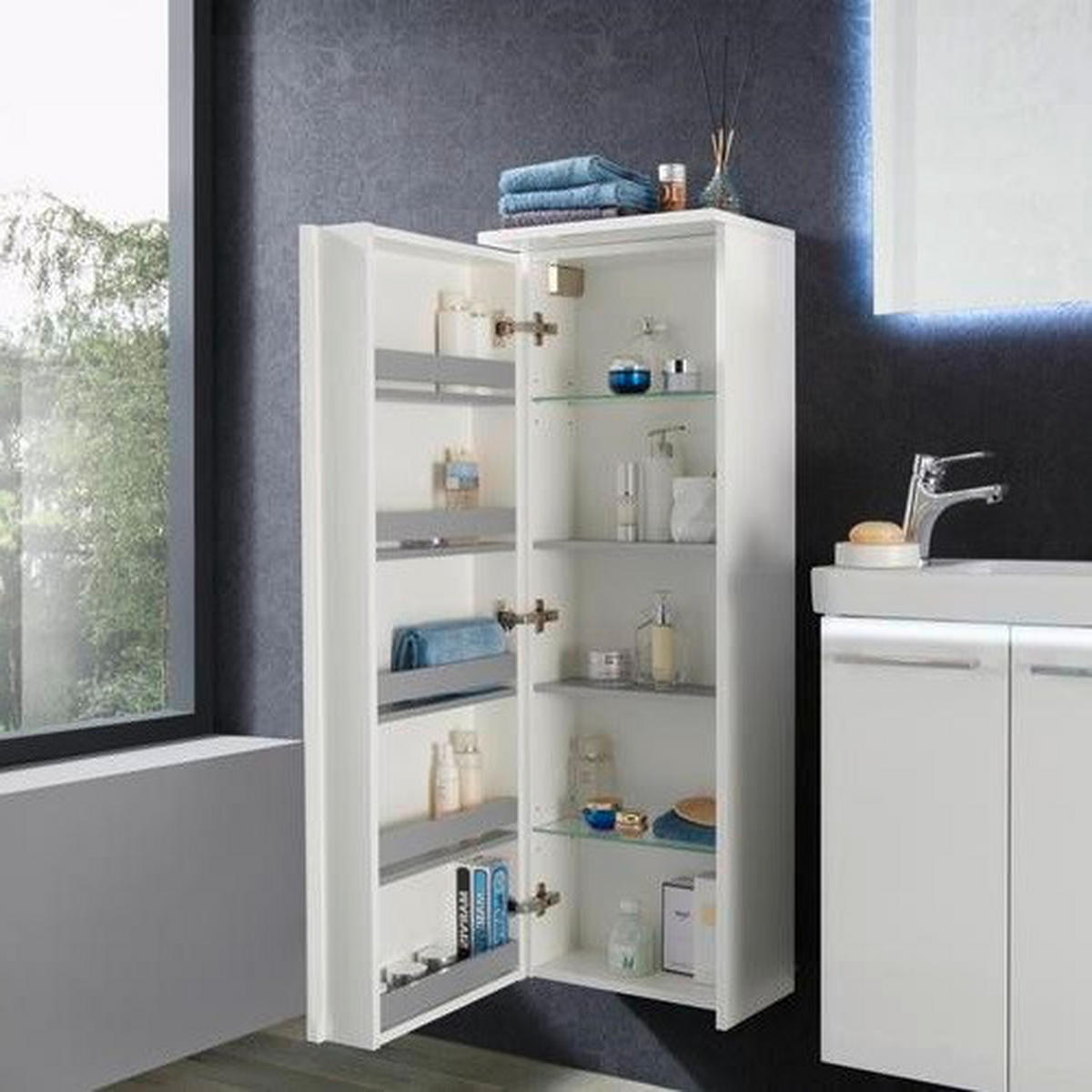 MIDISCHRANK 40,3/115,3/25,9 cm  - Weiß Hochglanz/Weiß, MODERN, Glas/Holzwerkstoff (40,3/115,3/25,9cm) - Voleo