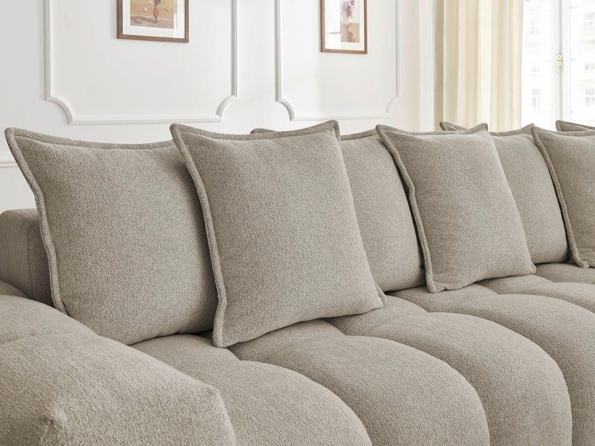 ECKSOFA Ottomane rechts  EVEREST Taupe Flachgewebe  - Taupe/Schwarz, MODERN, Kunststoff/Textil (352/210cm) - Livetastic
