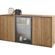 SIDEBOARD Anthrazit, Kastanienfarben  182/90,3/47,1 cm  - Kastanienfarben/Anthrazit, Natur, Glas/Holz (182/90,3/47,1cm) - Valnatura