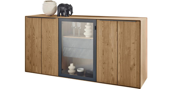 SIDEBOARD Anthrazit, Kastanienfarben  182/90,3/47,1 cm  - Kastanienfarben/Anthrazit, Natur, Glas/Holz (182/90,3/47,1cm) - Valnatura