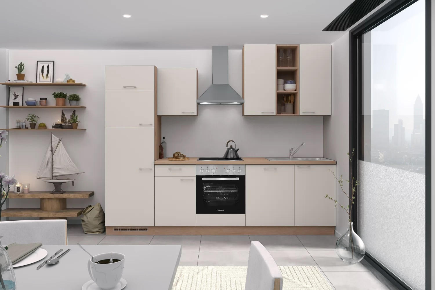 Küchenzeile Win mit Geräten B: 280 cm Weiß