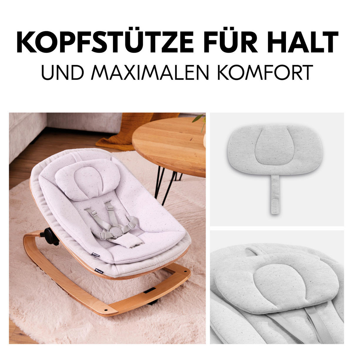 HOCHSTUHLLIEGE Highchair Bouncer Eco  - Buchefarben/Hellgrau, Basics, Holz/Textil (50/40/66cm) - Hauck
