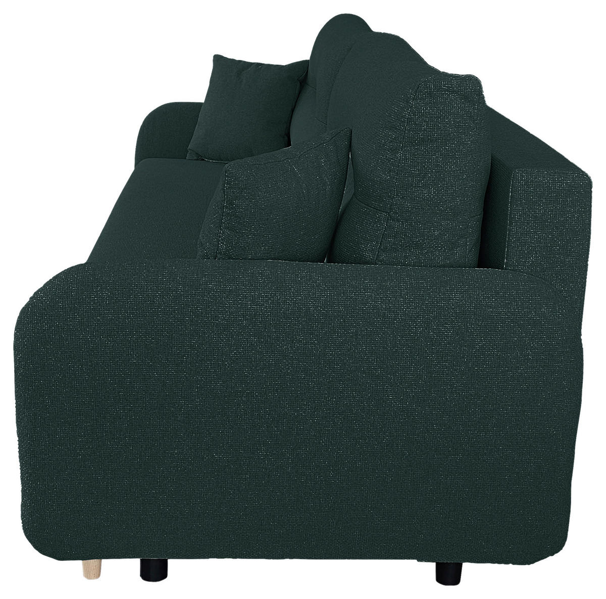 SCHLAFSOFA  mit Liegefunktion Flachgewebe Grün  - Schwarz/Naturfarben, Design, Holz/Kunststoff (206/88/93cm) - MID.YOU