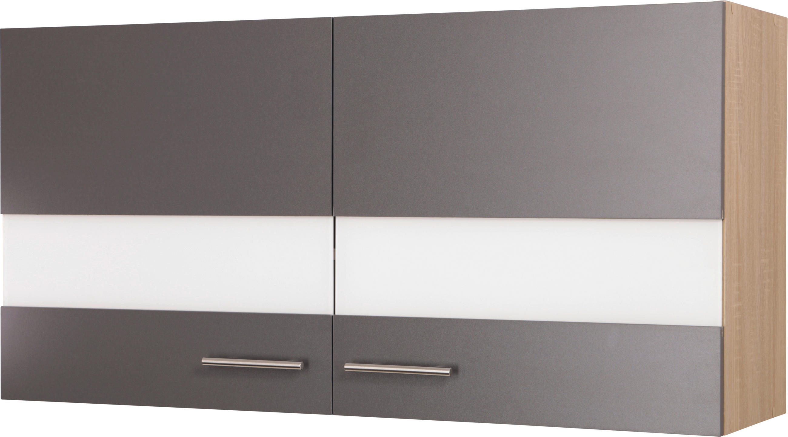 KÜCHENOBERSCHRANK 110/56,1/34,6 cm  in Grau, Eichefarben  - Eichefarben/Silberfarben, Basics, Glas/Holzwerkstoff (110/56,1/34,6cm) - Respekta