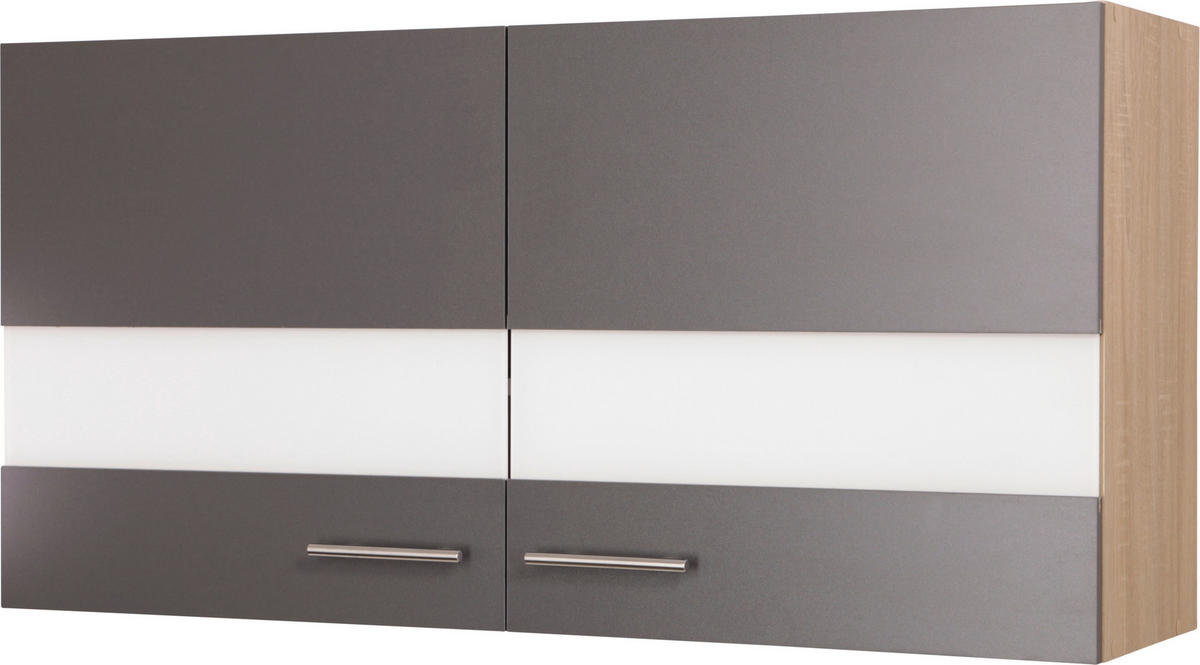 KÜCHENOBERSCHRANK 110/56,1/34,6 cm  in Grau, Eichefarben  - Eichefarben/Silberfarben, Basics, Glas/Holzwerkstoff (110/56,1/34,6cm) - Respekta
