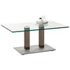 COUCHTISCH in Metall, Glas 110/70/46-65 cm  - Edelstahlfarben/Beige, Design, Glas/Kunststoff (110/70/46-65cm)