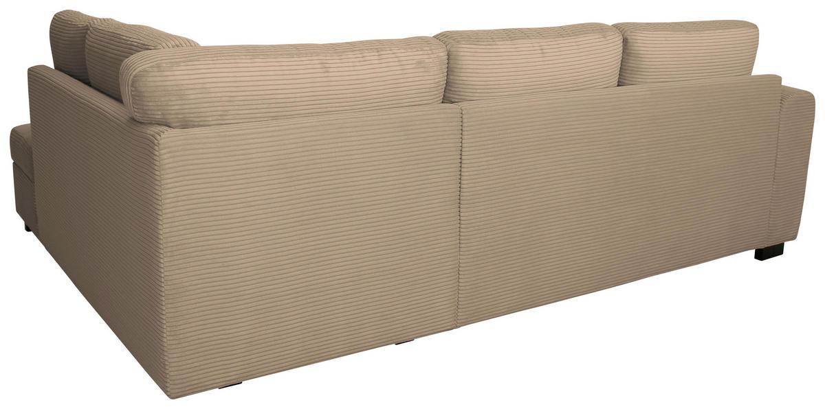 ECKSOFA JOHN Karamell Cord Rückenkissen, Bettkasten, Liegefläche im Originalstoff  - Karamell/Schwarz, Trend, Kunststoff/Textil (239/178cm) - P & B