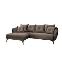 ECKSOFA in Velours Braun  - Schwarz/Braun, Modern, Holz/Textil (277/94/162cm) - Livetastic