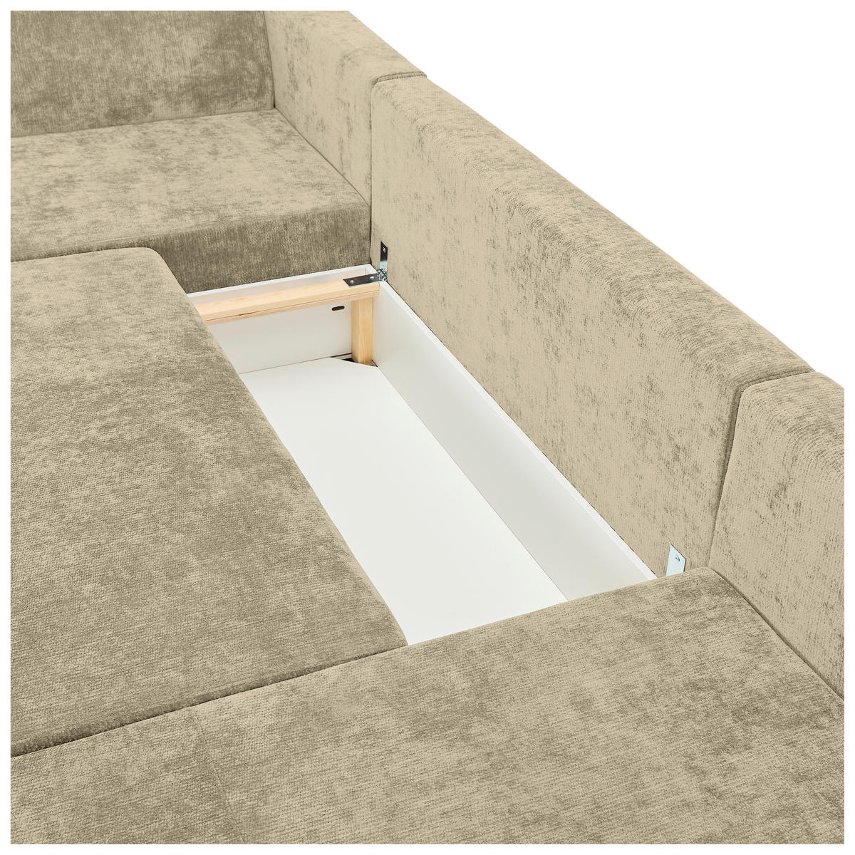 WOHNLANDSCHAFT Beige Chenille  - Beige/Schwarz, KONVENTIONELL, Kunststoff/Textil (183/311/140cm) - Ti'me