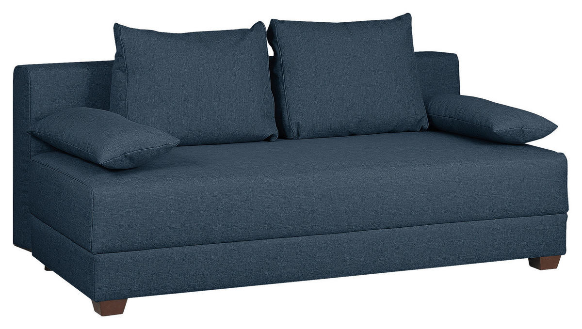 SCHLAFSOFA in Webstoff Dunkelblau  - Dunkelbraun/Dunkelblau, Design, Holz/Textil (202/85/110cm) - MID.YOU