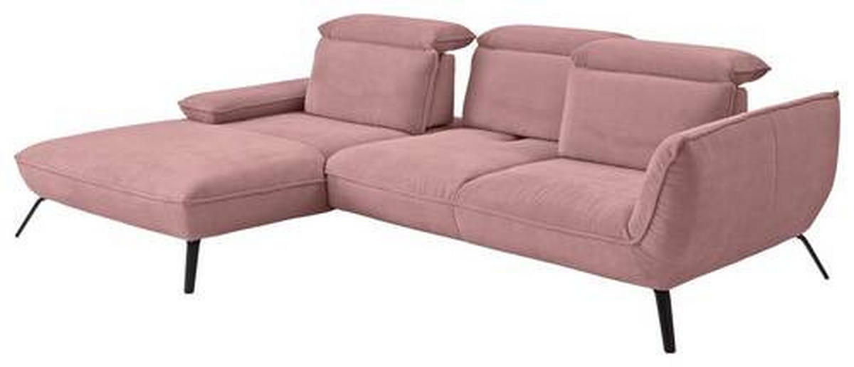 ECKSOFA in Cord Altrosa  - Schwarz/Altrosa, Design, Textil/Metall (202/301cm) - Moderano