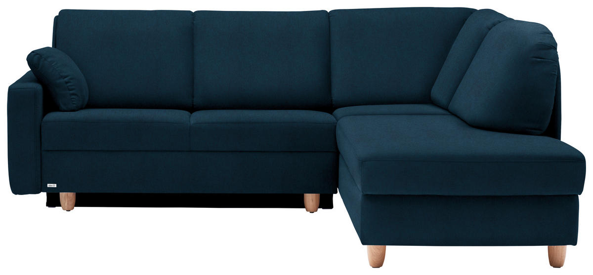 ECKSOFA in Flachgewebe Dunkelblau  227/208 cm  - Eichefarben/Rot, KONVENTIONELL, Holz/Textil (227/208cm) - Sedda