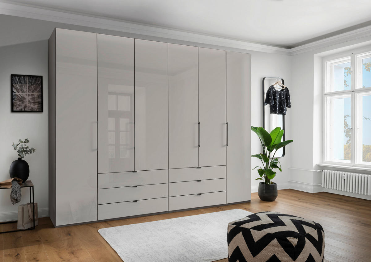 KOMBISCHRANK 250/216/58 cm 6-türig  - Schieferfarben/Dunkelbraun, KONVENTIONELL, Glas/Holzwerkstoff (250/216/58cm) - Dieter Knoll