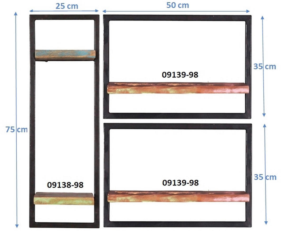WANDREGALSET 80/75/25 cm  - Multicolor/Schwarz, Design, Holz/Metall (80/75/25cm) - MID.YOU