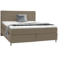 BOXSPRINGBETT 200/200 cm  in Graubraun  - Chromfarben/Graubraun, Konventionell, Kunststoff/Textil (200/200cm) - Voleo