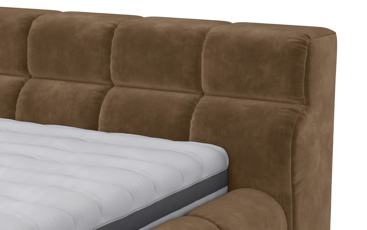 POLSTERBETT 200/200 cm,  in Schlammfarben,  - Schlammfarben/Schwarz, Design, Textil/Metall (200/200cm) - Belluti