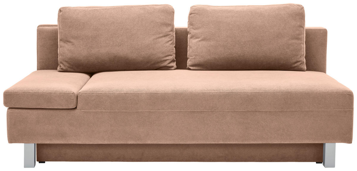 SCHLAFSOFA in Flachgewebe Altrosa  - Chromfarben/Altrosa, Design, Holz/Textil (205/77-93/99cm) - Novel