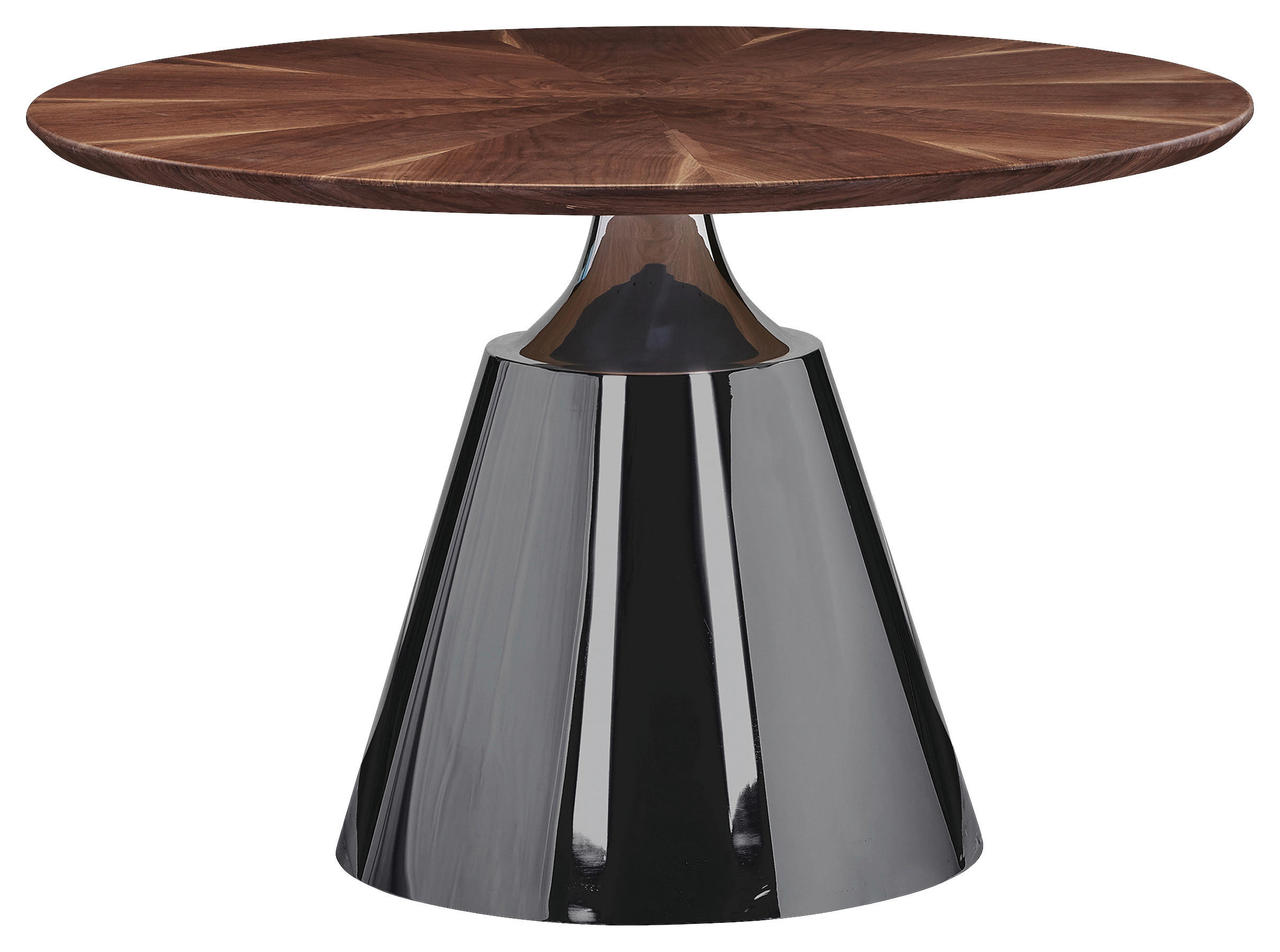 ESSTISCH 120/120/75 cm teilmassiv  Holz, Metall rund Walnussfarben  - Schwarz Hochglanz/Walnussfarben, Design, Holz/Metall (120/120/75cm) - Novel
