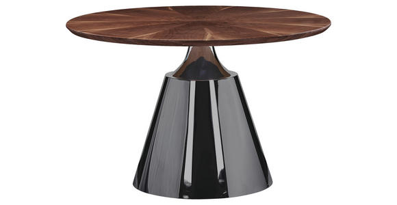 ESSTISCH 120/120/75 cm teilmassiv  Metall, Holz rund Walnussfarben  - Schwarz Hochglanz/Walnussfarben, Design, Holz/Metall (120/120/75cm) - Novel