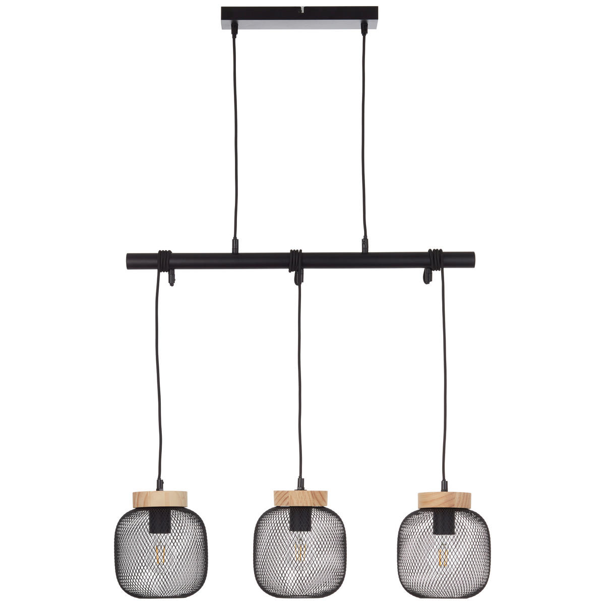 PENDELLEUCHTE 68/18/177 cm    - Schwarz/Kieferfarben, Basics, Holz/Metall (68/18/177cm) - Brilliant