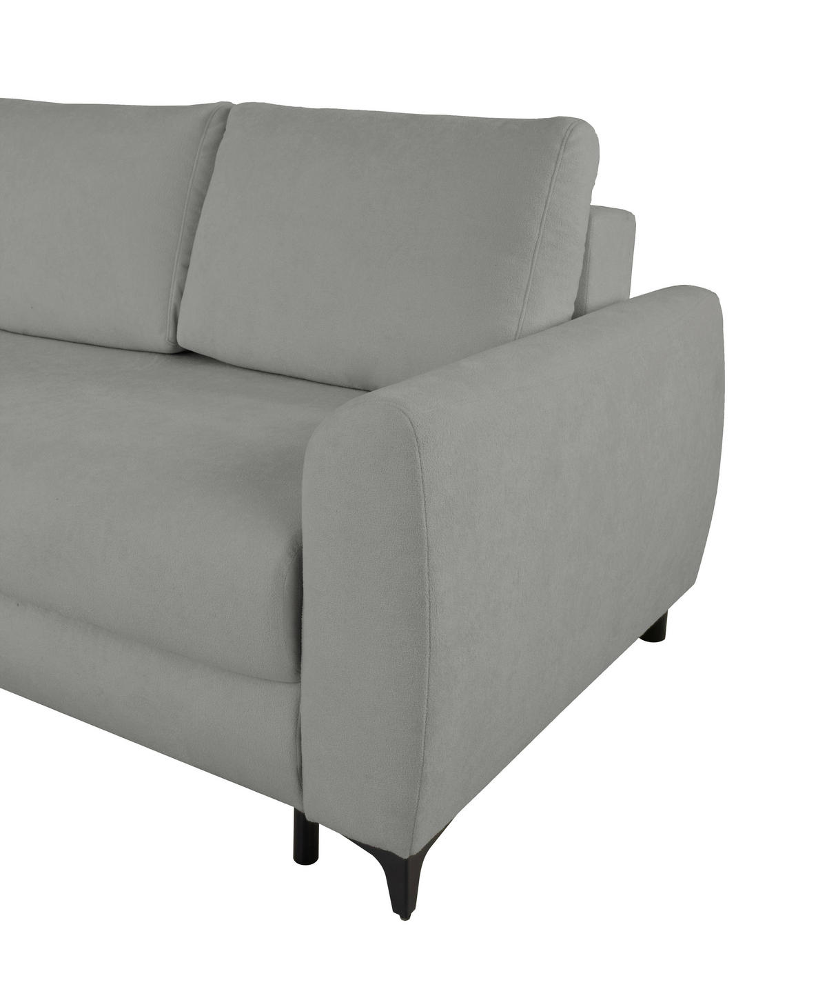 ECKSOFA Moli Grau Bouclé  - Schwarz/Grau, Design, Textil/Metall (236/148cm) - MID.YOU
