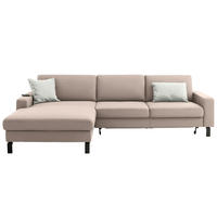 ECKSOFA  in Cord Taupe Rücken echt, Sitztiefenverstellung  185/298 cm  - Taupe/Schwarz, Design, Textil/Metall (185/298cm) - Pure Home Lifestyle