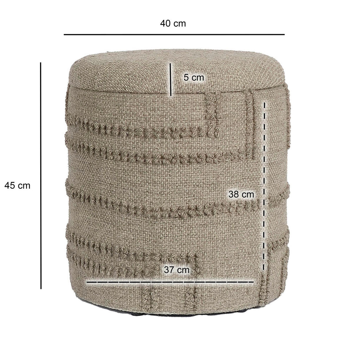 HOCKER Braun  - Braun, Design, Textil (40/45/40cm) - MID.YOU