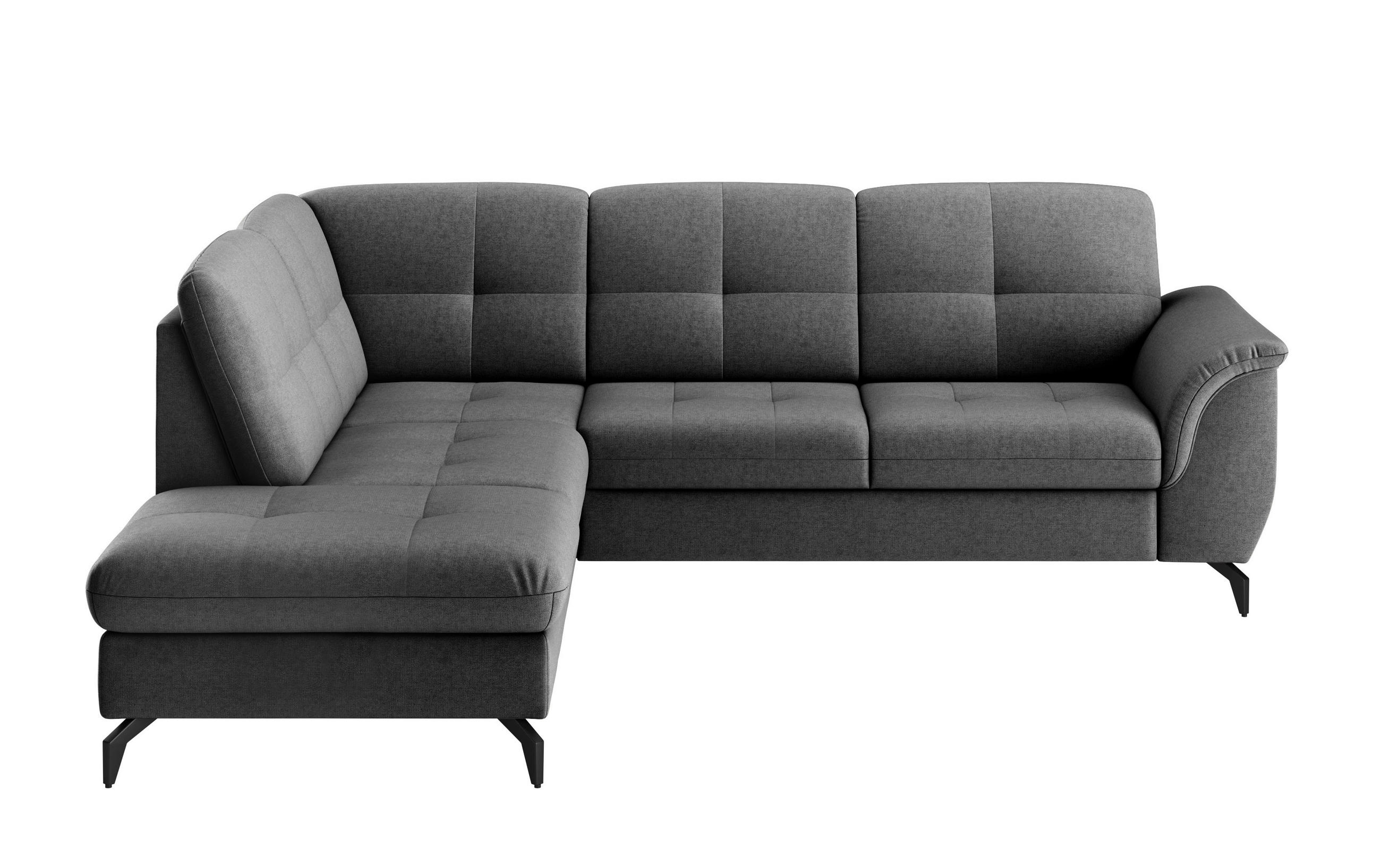 ECKSOFA in Flachgewebe Dunkelgrau  - Dunkelgrau/Schwarz, Modern, Textil/Metall (212/244cm) - Sit & More