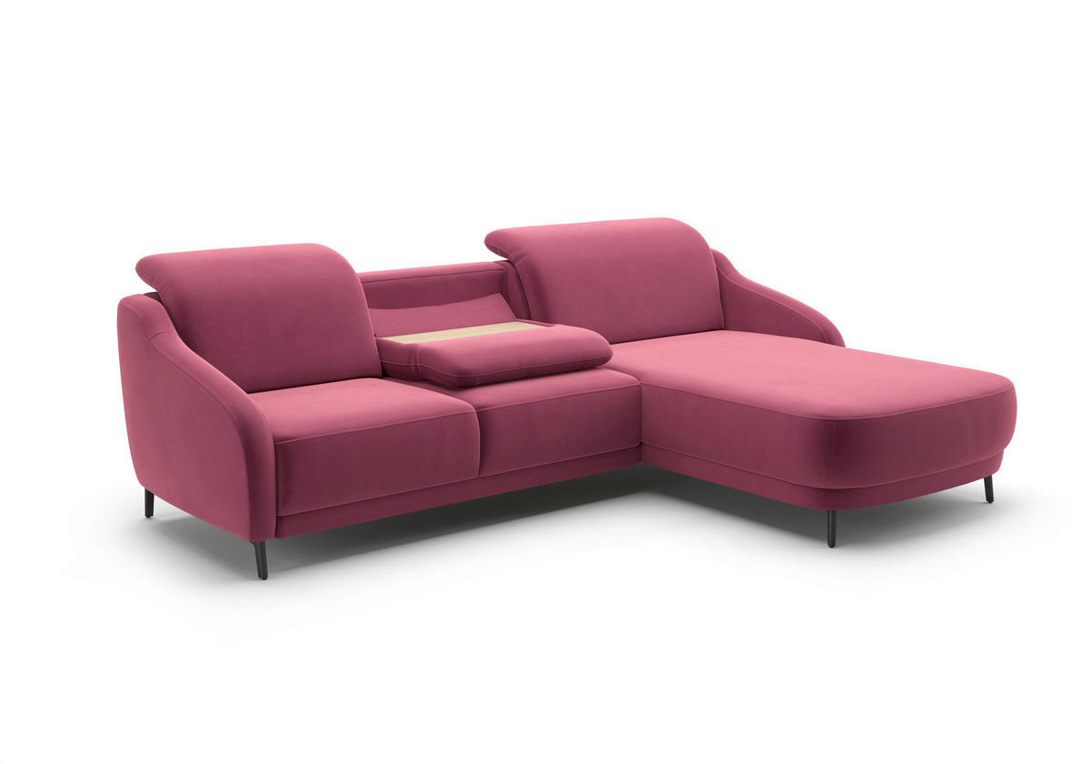 ECKSOFA in Samt Aubergine  271/191 cm  - Aubergine/Schwarz, MODERN, Textil/Metall (271/191cm) - Sit & More