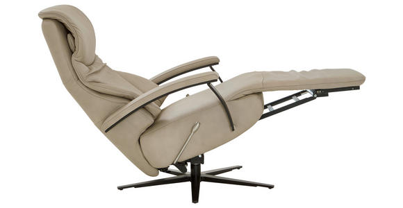 RELAXSESSEL Echtleder Relaxfunktion, Kopfteilverstellung, Nackenkissen    - Beige/Schwarz, Design, Leder/Metall (75/106/88cm) - Dieter Knoll