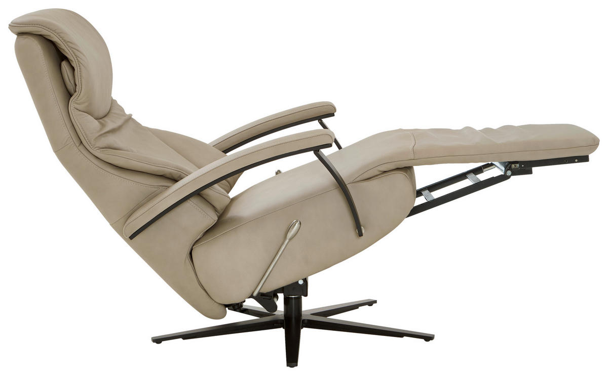 RELAXSESSEL in Leder Beige  - Beige/Schwarz, Design, Leder/Metall (75/106/88cm) - Dieter Knoll