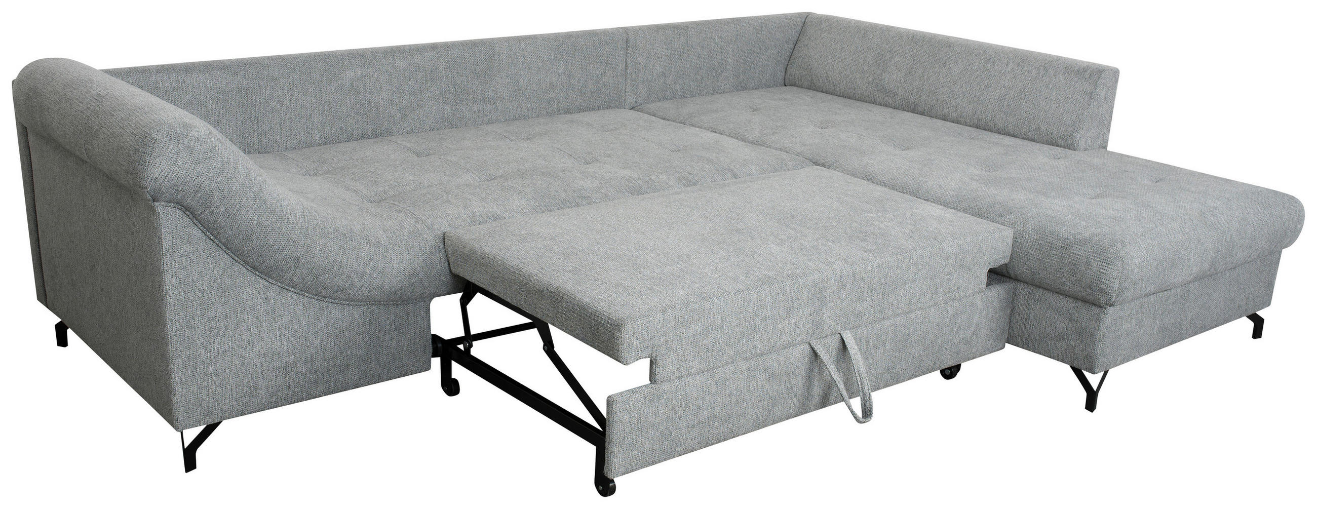 SEDEŽNA GARNITURA, tkanina siva  - črna/siva, Design, kovina/tekstil (190/90/270cm) - Carryhome