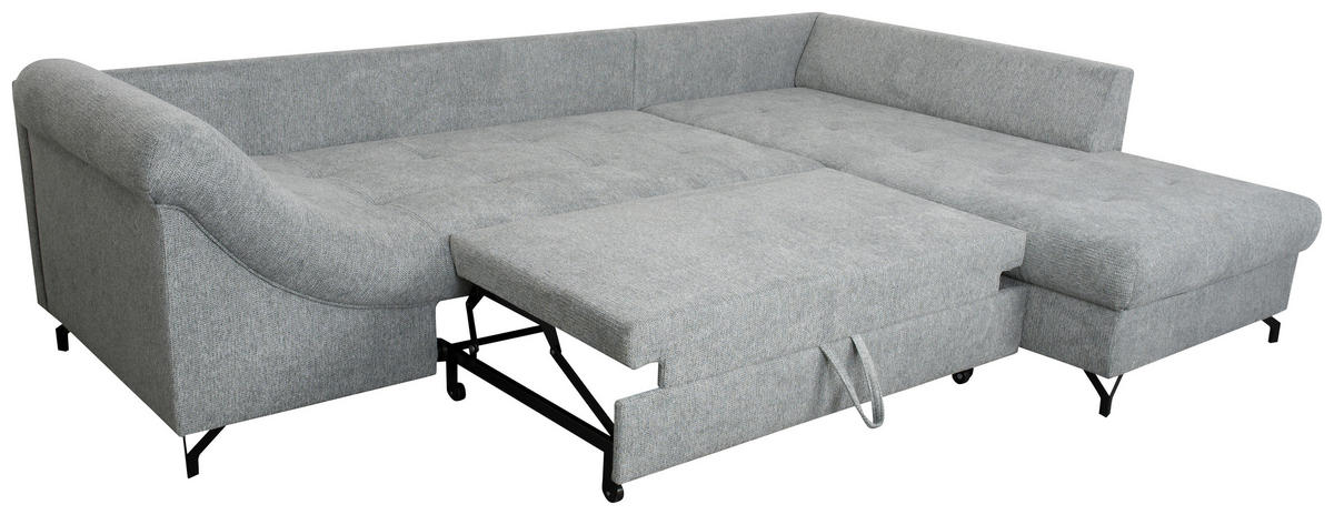 SEDEŽNA GARNITURA, tkanina siva  - črna/siva, Design, kovina/tekstil (190/90/270cm) - Carryhome