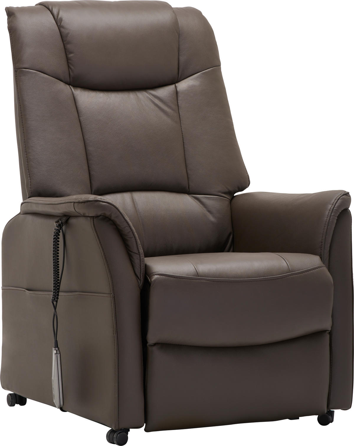FERNSEHSESSEL mit Aufstehhilfe  mit Relaxfunktion, Aufstehhilfe Kombination Echtleder/Lederlook Lederlook Dunkelbraun  - Dunkelbraun/Schwarz, KONVENTIONELL, Leder/Textil (76/109-94/89-151cm) - Cantus