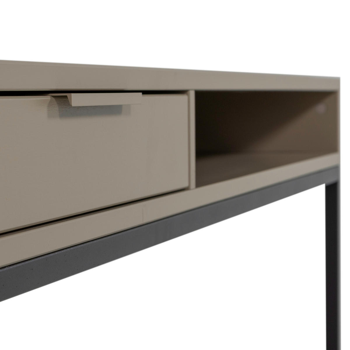 SCHREIBTISCH 130/58/75 cm  in Schlammfarben  - Schlammfarben/Schwarz, MODERN, Holz/Metall (130/58/75cm) - Livetastic