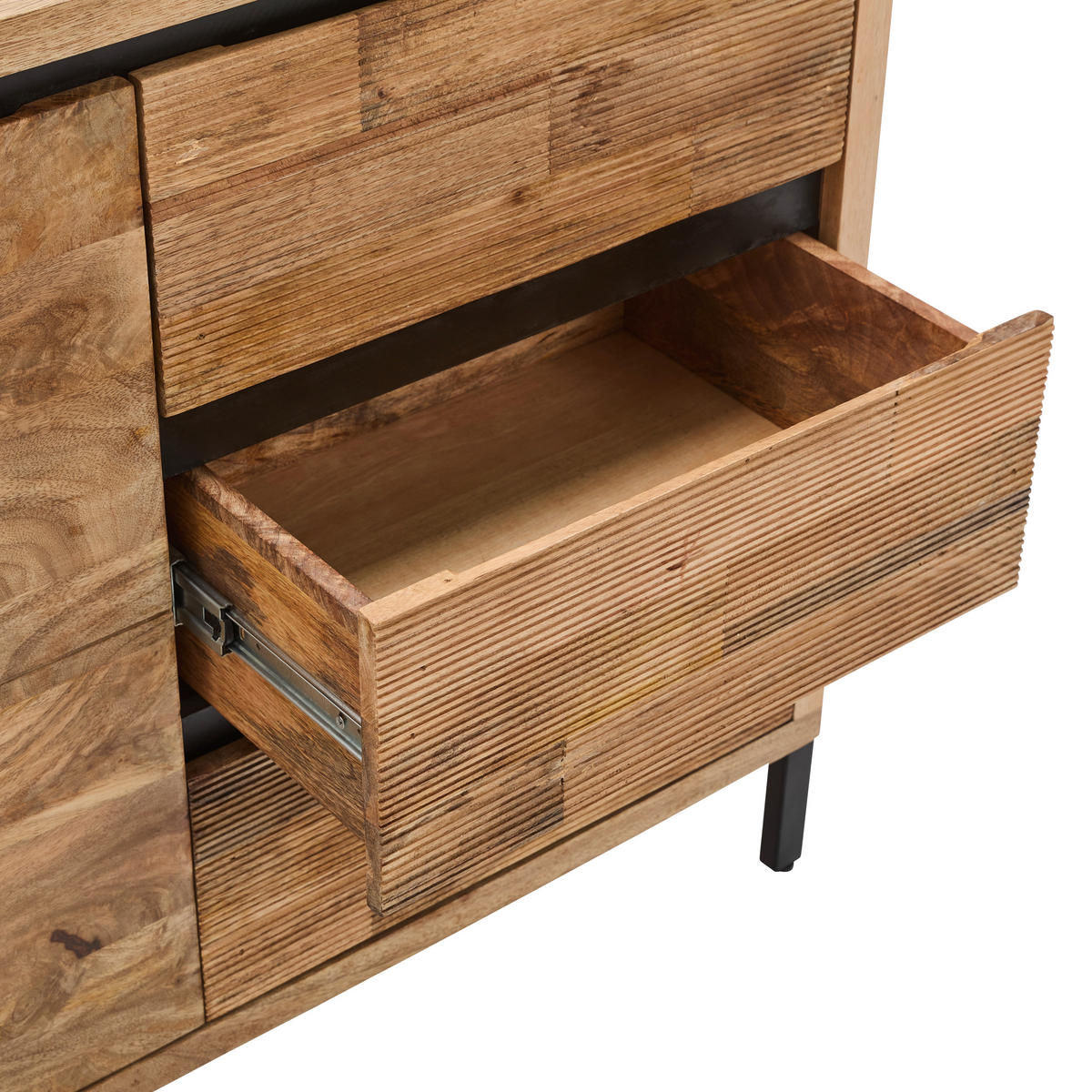 SIDEBOARD Ankara  in 207/86/42 cm  - Schwarz/Naturfarben, KONVENTIONELL, Holz/Metall (207/86/42cm) - Livetastic